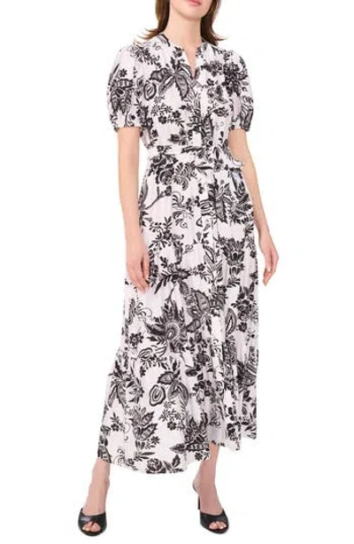 HALOGEN HALOGEN® PAISLEY PUFF SLEEVE TIERED MAXI SHIRTDRESS