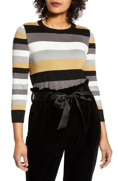HALOGEN X ATLANTIC-PACIFIC NECK STRIPED SWEATER IN MULTICOLOR