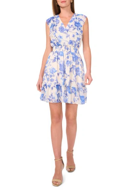 HALOGENR HALOGEN(R) METALLIC FLORAL PRINT SLEEVELESS RUFFLE DRESS