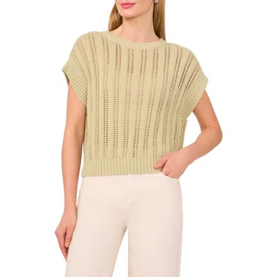 HALOGENR HALOGEN(R) OPEN STITCH SHORT SLEEVE SWEATER