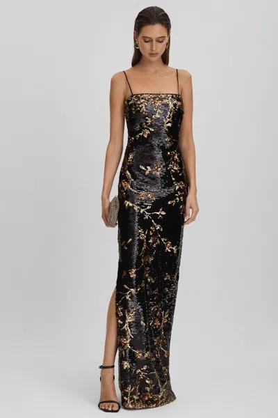HALSTON HALSTON SEQUIN MAXI DRESS
