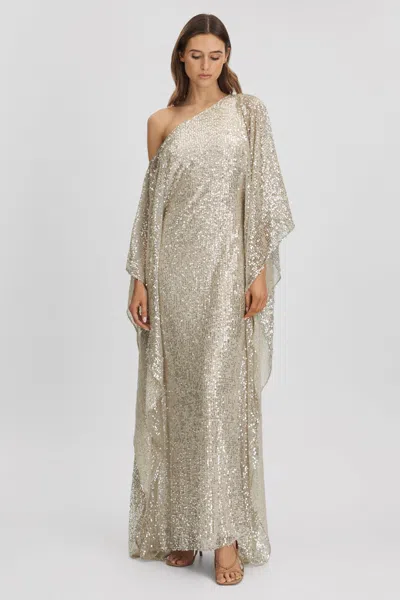 HALSTON HALSTON SEQUIN OFF-THE-SHOULDER MAXI DRESS