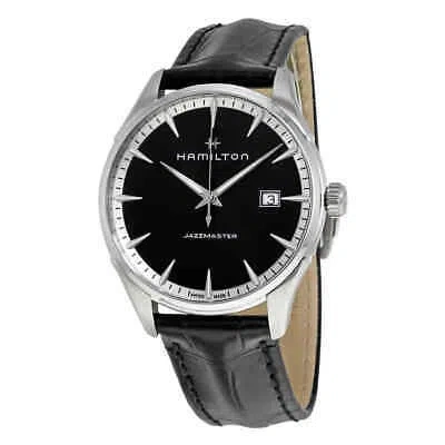 HAMILTON HAMILTON JAZZMASTER BLACK DIAL MEN'S LEATHER WATCH H32451731