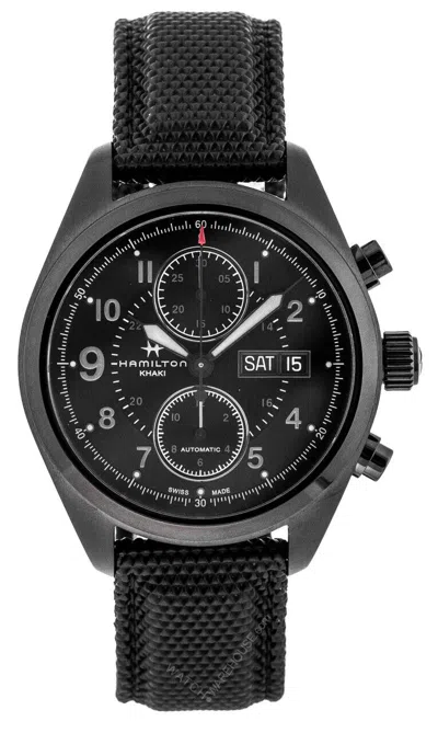 HAMILTON HAMILTON KHAKI FIELD 42MM CHRONOGRAPH AUTO BLK TEXTILE WATCH H71626735