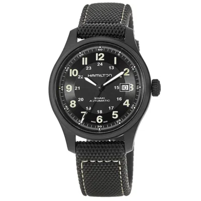 HAMILTON KHAKI FIELD TITANIUM AUTO BLACK DIAL RUBBER STRAP MEN'S WATCH H70575733