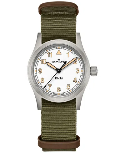 HAMILTON WOMEN'S SWISS KHAKI FIELD GREEN TEXTILE STRAP WATCH 33MM