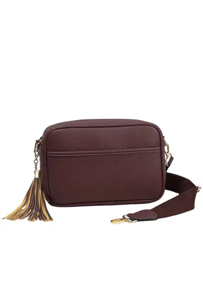 HANA RECTANGLE TASSEL CROSSBODY SLING BAG IN CHOCOLATE BROWN