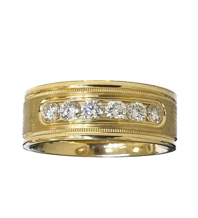 HANDMADE MEN'S 14K SOLID YELLOW GOLD ROUND CUT NATURAL DIAMONDS RING BAND CHANNEL 0.50CTW