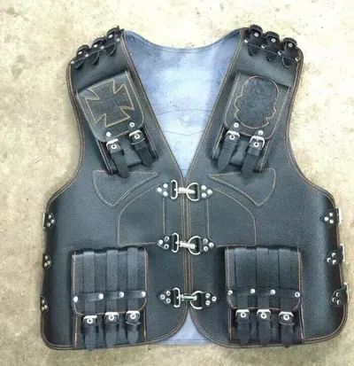 HANDMADE HANDMADE MOTORCYCLE VEST FOR UNISEX HANDMADE MOTORCYCLE VEST LEATHER VEST