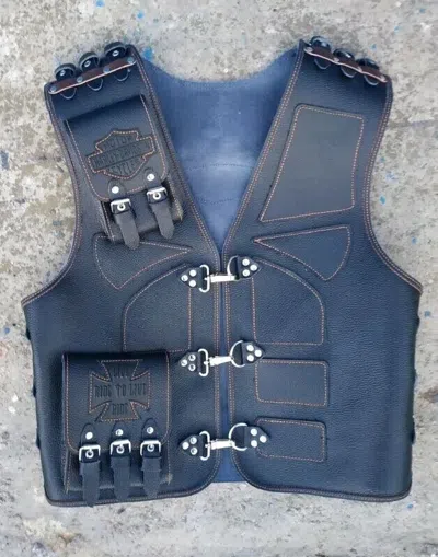 HANDMADE HANDMADE MOTORCYCLE VEST FOR UNISEX HANDMADE MOTORCYCLE VEST LEATHER VEST