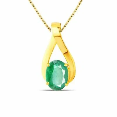 HANDMADE NATURAL CERTIFIED GREEN ONYX AND EMERALD CRYSTAL GOLD PLATED PENDANT FOR WOMEN