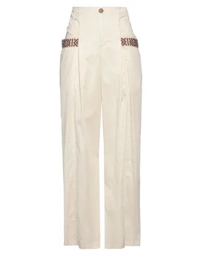 HANITA HANITA WOMAN PANTS IVORY SIZE 6 COTTON