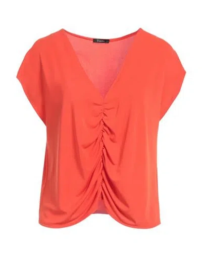 HANITA HANITA WOMAN TOP ORANGE SIZE L POLYESTER, ELASTANE