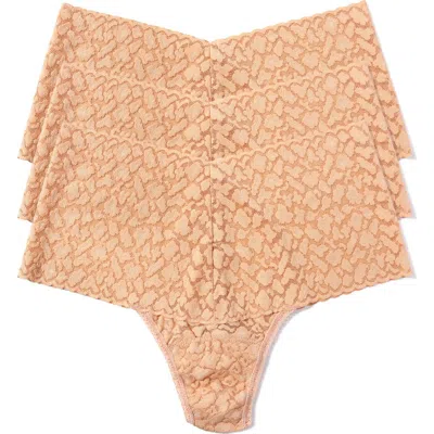 HANKY PANKY HANKY PANKY LEOPARD LACE 3-PACK RETRO HIGH WAIST THONGS
