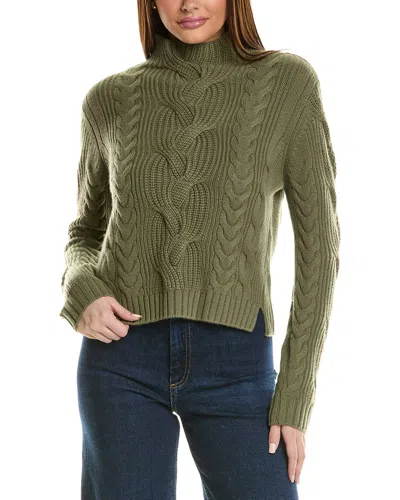 HANNAH ROSE CHUNKY CABLE FUNNEL NECK WOOL & CASHMERE-BLEND SWEATER