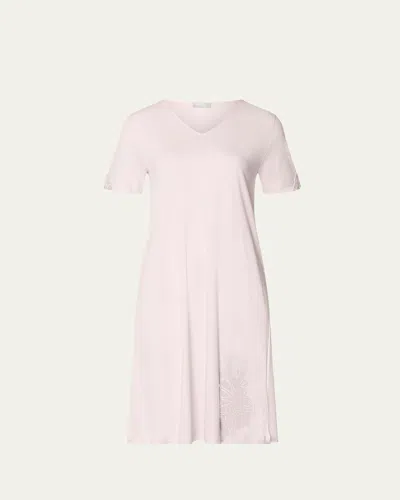 HANRO BELINA EMBROIDERED-INSET COTTON NIGHTGOWN