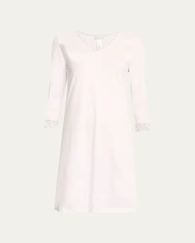 HANRO MOMENTS LACE-TRIM COTTON NIGHTGOWN