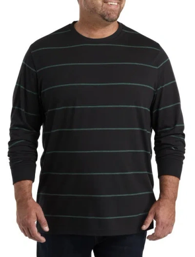 HARBOR BAY BY DXL HARBOR BAY BY DXL BIG & TALL MOISTURE-WICKING LONG-SLEEVE STRIPED T-SHIRT