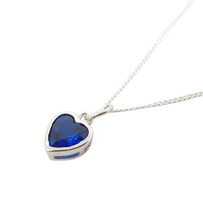 HARFI WOMEN'S BLUE / SILVER MINI HEART SAPPHIRE SEPTEMBER BIRTHSTONE NECKLACE