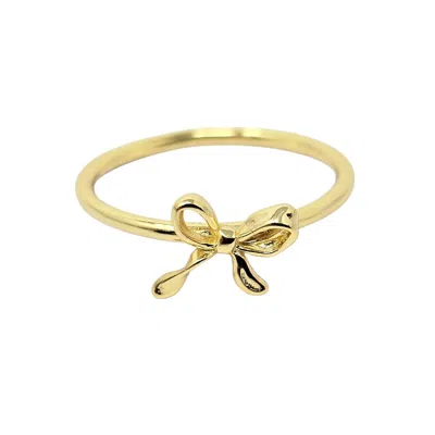 HARFI WOMEN'S BOW TIE BOWKNOT THIN GOLD PLATED STACKING RING