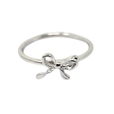 HARFI WOMEN'S BOW TIE BOWKNOT THIN STERLING SILVER STACKING RING