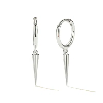 HARFI WOMEN'S DAINTY SPIKE HUGGIE SMALL HOOP STERLING SILVER EARRINGS