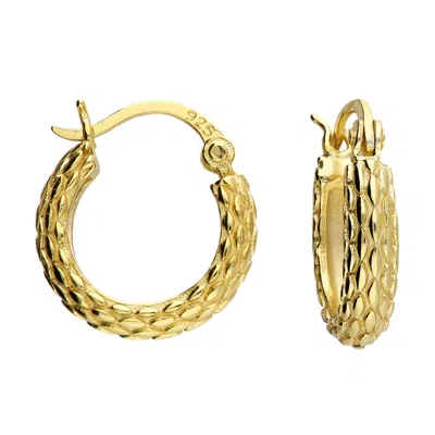 HARFI WOMEN'S ELEGANT GOLD PLATED BASKET WEAVE HOOP EARRINGS