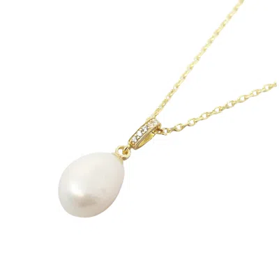 HARFI WOMEN'S GOLD / WHITE DAINTY PEAL PENDANT GOLD PLATED NECKLACE