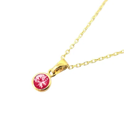 HARFI WOMEN'S PINK / PURPLE / GOLD MINI ROUND RUBY JULY BIRTHSTONE PENDANT NECKLACE
