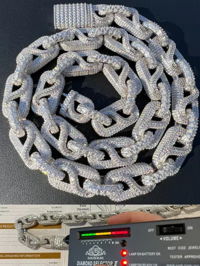 HARLEMBLING MOISSANITE 14MM MENS HIP HOP ICED MARINER INFINITY LINK CHAIN PASS DIAMOND TEST
