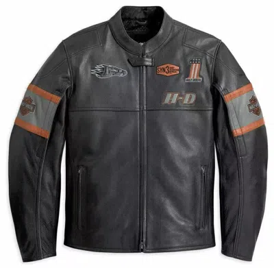 HARLEY-DAVIDSON MEN HARLEY DAVIDSON SCREAMING EAGLE MOTORCYCLE MOTORBIKE COWHIDE LEATHER JACKET