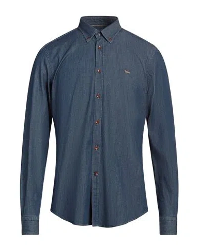HARMONT & BLAINE HARMONT & BLAINE MAN DENIM SHIRT BLUE SIZE 3XL COTTON, ELASTANE