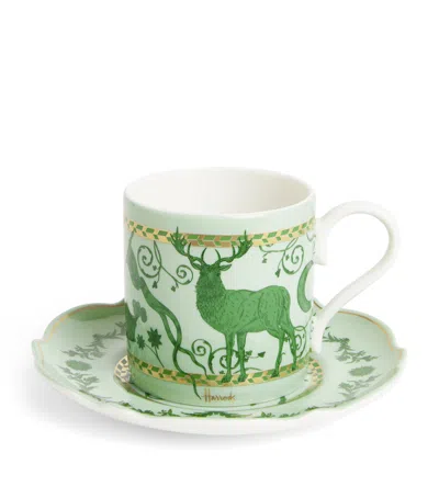 HARRODS BONE CHINA MENAGERIE ESPRESSO CUP AND SAUCER