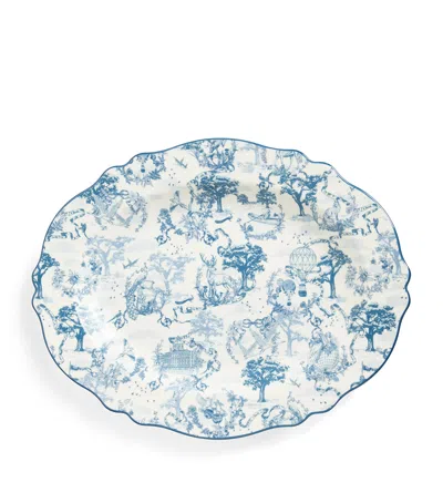 HARRODS BONE CHINA TOILE PLATTER
