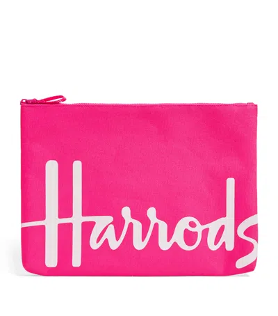 HARRODS LARGE COTTON LOGO POUCH