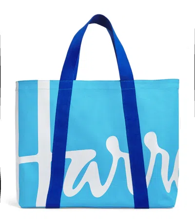 HARRODS LARGE COTTON LOGO TOTE BAG