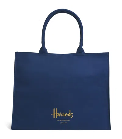 HARRODS LARGE COTTON LOGO TOTE BAG