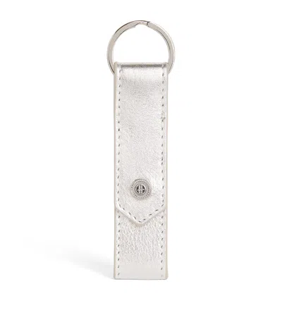 HARRODS LEATHER METALLIC FLAT KEYRING