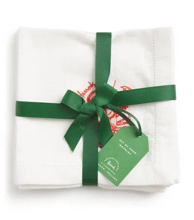 HARRODS LINEN EMBROIDERED SEA CREATURE NAPKINS