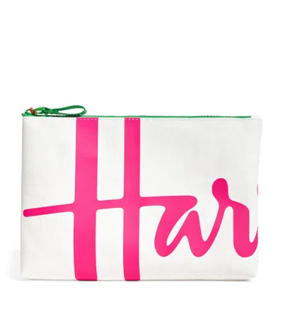 HARRODS MEDIUM COTTON LOGO POUCH