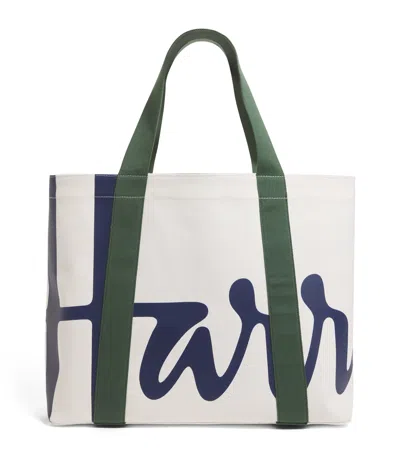 HARRODS MEDIUM COTTON LOGO TOTE BAG