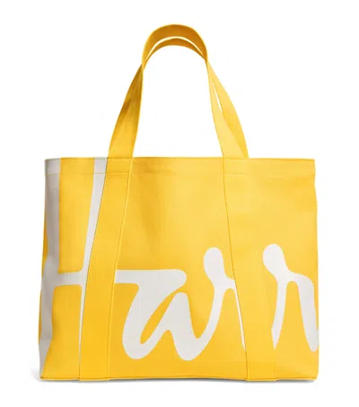 HARRODS MEDIUM COTTON LOGO TOTE BAG
