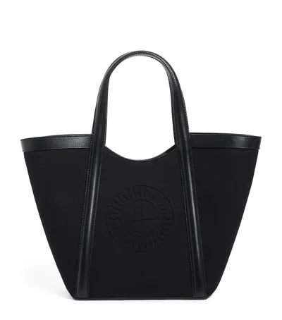 HARRODS SMALL CANVAS-LEATHER EMBOSSED TOTE BAG