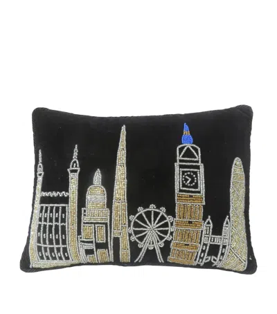 HARRODS VELVET LONDON SKYLINE PILLOW