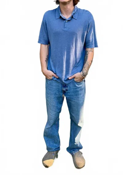 HARTFORD LINEN SHORT SLEEVE POLO IN HORIZON BLUE