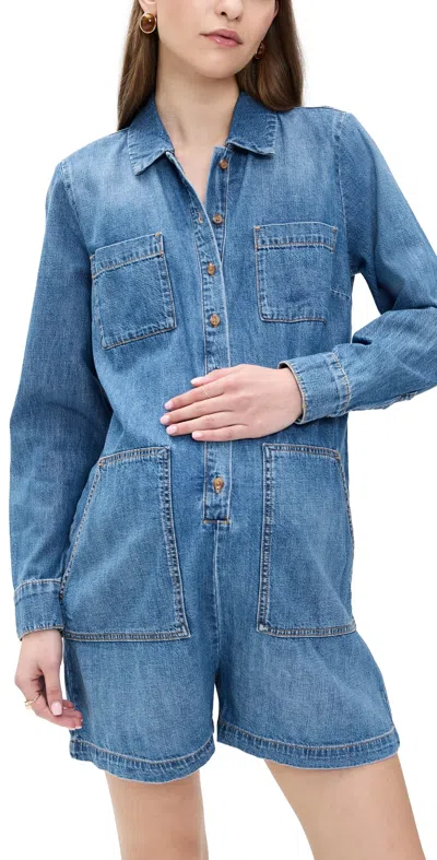 HATCH THE DENIM UTILITY ROMPER INDIGO
