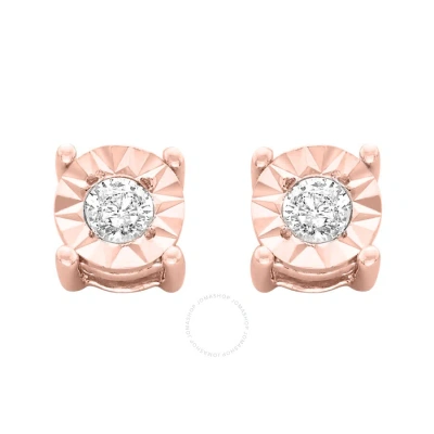 HAUS OF BRILLIANCE HAUS OF BRILLIANCE 10K ROSE-GOLD PLATED STERLING SILVER 1/10CT. TDW ROUND-CUT DIAMOND MIRACLE-PLATED