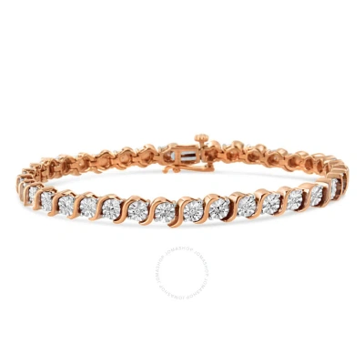 HAUS OF BRILLIANCE HAUS OF BRILLIANCE 14K ROSE GOLD PLATED .925 STERLING SILVER 1/10 CTTW ROUND MIRACLE PLATE "S" LINK 