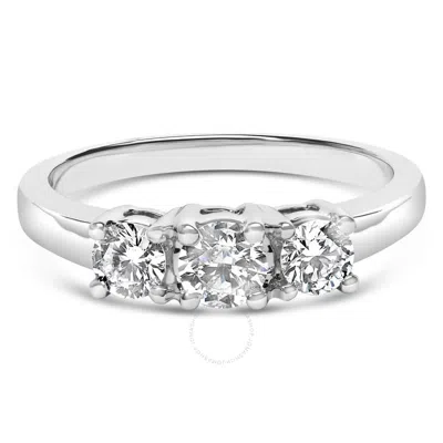 HAUS OF BRILLIANCE HAUS OF BRILLIANCE 14K WHITE GOLD 3/4 CTTW LAB GROWN DIAMOND 3 STONE RING BAND