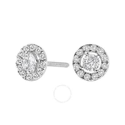 HAUS OF BRILLIANCE HAUS OF BRILLIANCE 14K WHITE GOLD 3/4 CTTW LAB-GROWN DIAMOND FLOATING HALO STUD EARRING (F-G COLOR